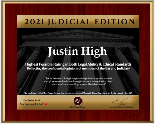 Justin High 2021 Judicial Edition Award