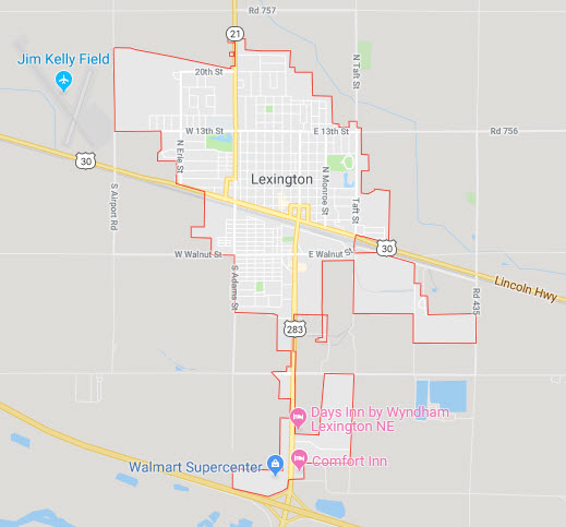 Lexington-ne-map